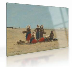 Obraz na szkle - Eugène Boudin, Women on the Beach at Berck, reprodukcje (70x50 cm)