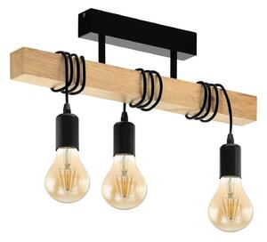 EGLO Lampa sufitowa Townshend z drewna, 3-pkt., czarna