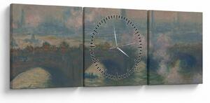 Obraz - Claude Monet, Waterloo Bridge, Gray Day, reprodukcje (z zegarem) (90x30 cm)