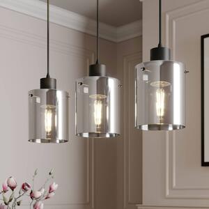 Lampa wisząca szklana Kourtney Lindby, możliwość ściemniania, czarny, salon / jadalnia, nowoczesny