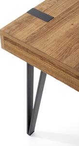 Nowoczesne biurko B39 z szufladą i metalowymi nogami 110 cm - czarny / orzech miodowy