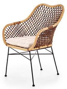 Krzesło rattanowe K336 z metalowymi nogami - naturalny