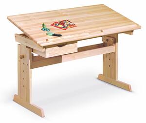 Drewniane biurko dla dziecka Julia z regulacją wysokości 110 cm - sosna
