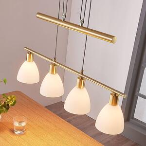 Lampa wisząca Simeon Lindby, możliwość ściemniania, mosiężny / złoty, salon / jadalnia, szkło, nowoczesny