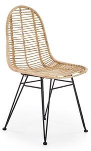 Krzesło ażurowe K337 rattanowe z metalowymi nogami - naturalny