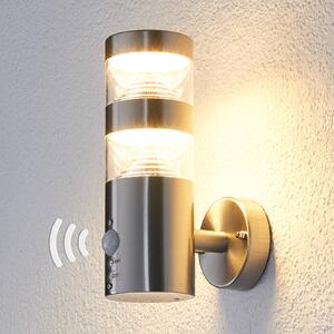 Kinkiet zewnętrzny LED z czujnikiem LANEA Lindby, aluminiowy / szary / cynkowy, stal szlachetna, nowoczesny