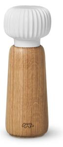 Młynek do przypraw z drewna dębowego z białym porcelanowym detalem Kähler Design Hammershoi, wys. 17,5 cm