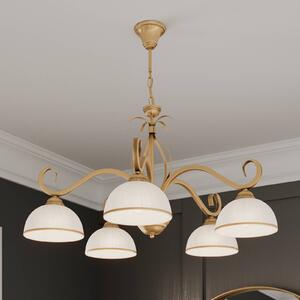 Lampa wisząca Wivara 5 EMIBIG LIGHTING, możliwość ściemniania, mosiężny / złoty, salon / jadalnia, metal, antyczny