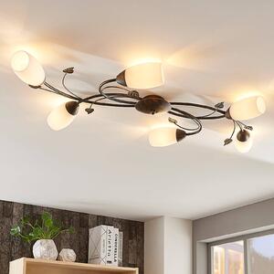 Lampa sufitowa Stefania Lindby, możliwość ściemniania, brązowy / rdzawy, salon / jadalnia, szkło, antyczny