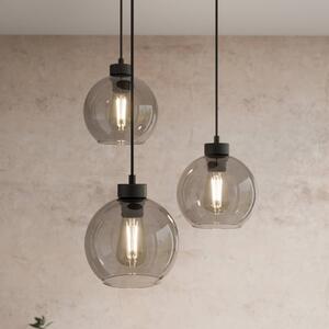 TK Lighting Lampa wisząca Cubus, Ø 50 cm, 3-punktowa, dymny szary, szkło