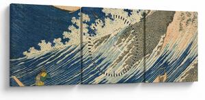 Obraz - Katsushika Hokusai, Fishing Boats at Choshi in Shimosa (Soshu Choshi) , reprodukcje (z zegarem) (90x30 cm)