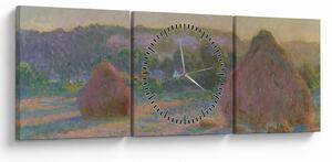 Obraz - Claude Monet, Stacks of Wheat (End of Summer) , reprodukcje (z zegarem) (90x30 cm)
