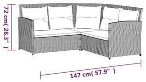 Sofa 2-cz. narożna z poduszkami, szara, polirattan
