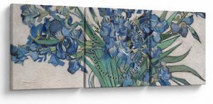 Obraz - Vincent van Gogh, Irises, reprodukcje (z zegarem) (90x30 cm)