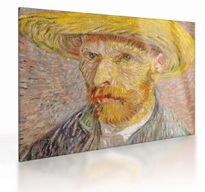 Obraz na szkle - Vincent van Gogh, Self-Portrait with a Straw Hat (The Potato Peeler), reprodukcje (70x50 cm)
