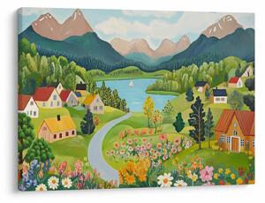 Obraz - Wioska w górach (70x50 cm)