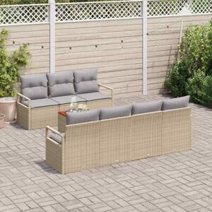 Zestaw Mebli Ogrodowych Komplet Wypoczynkowy Z Poduszkami 8-Częściowy Beżowy Rattan Na Taras Balkon Ogród