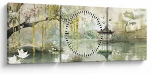 Obraz - Chińskie jezioro (z zegarem) (90x30 cm)