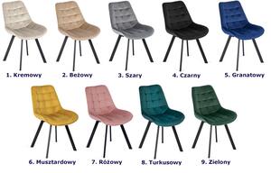 Granatowe pikowane welurowe krzesło - Ivos