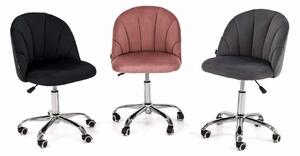 MebleMWM Krzesło obrotowe OF-500 | różowy welur | srebrna noga