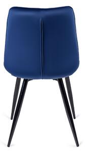 Granatowe welurowe krzesło do pokoju - Vano