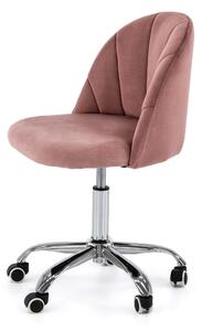 MebleMWM Krzesło obrotowe OF-500 | różowy welur | srebrna noga