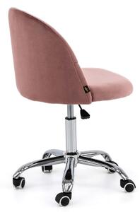 EMWOmeble Krzesło obrotowe OF-500 różowy welur, noga chromowana