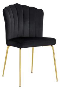 EMWOmeble Krzesło Glamour czarne C-951 / welur, złote nogi