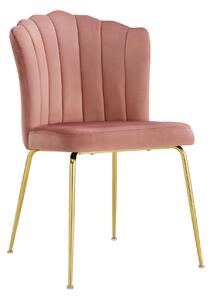 EMWOmeble Krzesło Glamour różowe #44 C-951 / welur, złote nogi