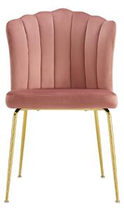 EMWOmeble Krzesło Glamour różowe #44 C-951 / welur, złote nogi
