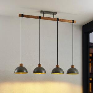 Lampa wisząca Durbis Lindby, możliwość ściemniania, jasne drewno, salon / jadalnia, drewno, vintage