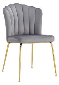 EMWOmeble Krzesło Glamour szare C-951 / welur, złote nogi