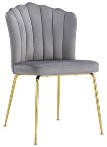 EMWOmeble Krzesło Glamour szare C-951 / welur, złote nogi