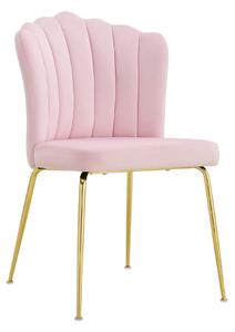 EMWOmeble Krzesło Glamour różowe #67 C-951 / welur, złote nogi