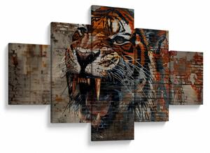 Obraz - Tygrys z cegieł (125x70 cm)