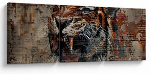 Obraz - Tygrys z cegieł (z zegarem) (90x30 cm)