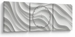 Obraz - 3D białe fale (z zegarem) (90x30 cm)