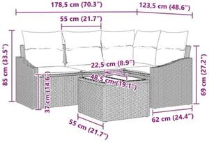Zestaw Mebli Ogrodowych Komplet Wypoczynkowy Narożny Z Poduszkami 5-Częściowy Beżowy Rattan Na Taras Balkon Ogród