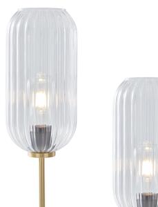 Lampa podłogowa Art Deco mosiądz z przezroczystym szkłem 2-punktowe - Rid Oswietlenie wewnetrzne