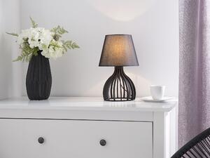 Lampa stołowa na biurko 36 cm drewniana z abażurem czarna Agueda Beliani