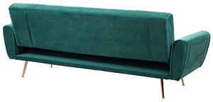 Sofa rozkładana 3-osobowa welurowa pikowana tapicerka szmaragdowa Selnes Beliani