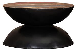 Stolik kawowy z drewna odzyskanego, czarna podstawa, 60x60x33cm