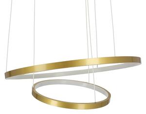 Złota lampa wisząca LED z dwoma ringami o różnej średnicy - V082-Monati