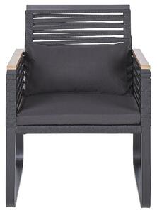 Zestaw mebli ogrodowych stół 4 krzesła aluminium mat poduszki czarny Canetto Beliani