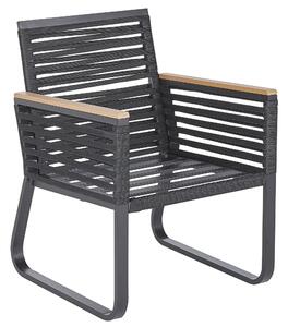 Zestaw mebli ogrodowych stół 4 krzesła aluminium mat poduszki czarny Canetto Beliani
