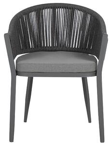 Zestaw mebli ogrodowych stół 4 krzesła aluminium mat poduszki szary Mileto Beliani