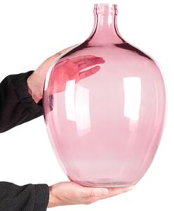 Wazon dekoracyjny szklany okrągły 39 cm ręcznie wykonany ozdobny różowy Roti Beliani