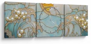 Obraz - 3D perły w oceanie (z zegarem) (90x30 cm)