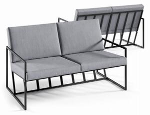 Sofa 2-osobowa Sun na taras szara metalowa tapicerowana meble ogrodowe
