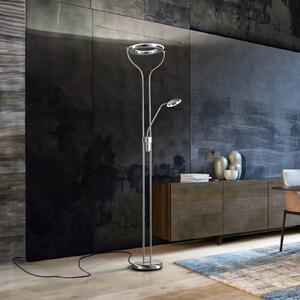 FISCHER & HONSEL Lampa stojąca LED Davos, możliwość ściemniania, aluminiowy / szary / cynkowy, salon / jadalnia, metal